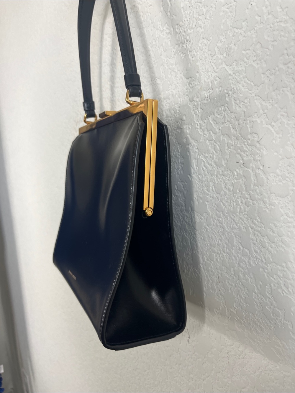 Mansur Gavriel Black Flamma Leather Elegant Bag Gold Tone Hardware w Dustbag - Picture 7 of 13